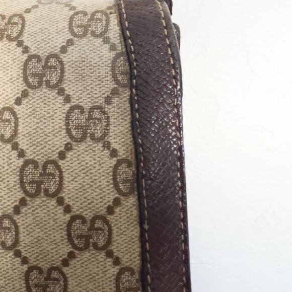 Vintage Gucci Bag Shoulder Purse Brown Monogram Logo Tan 70s 80s Flap - Picture 6 of 16